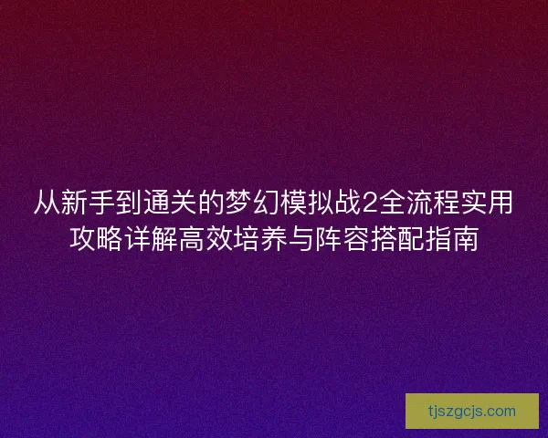 从新手到通关的梦幻模拟战2全流程实用攻略详解高效培养与阵容搭配指南