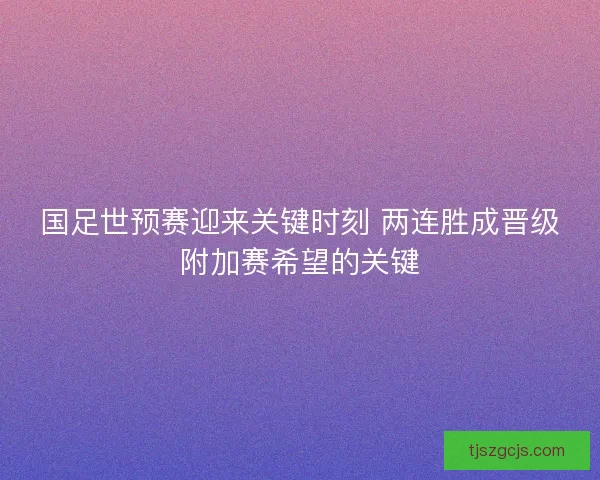 国足世预赛迎来关键时刻 两连胜成晋级附加赛希望的关键 国足世预赛迎来关键时刻 两连胜成晋级附加赛希望的关键