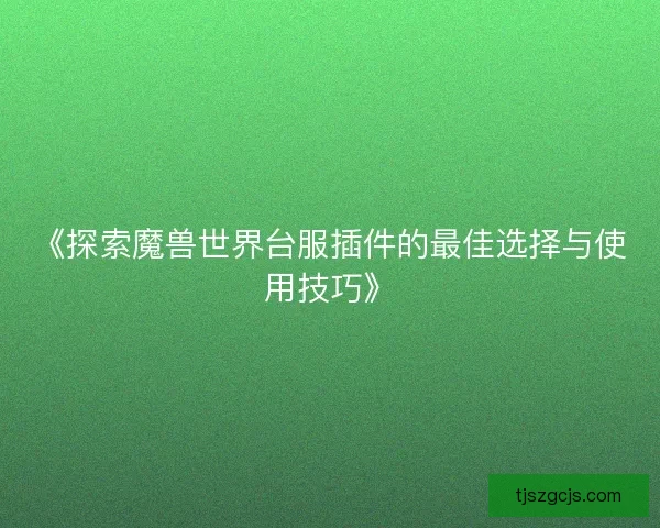 《探索魔兽世界台服插件的最佳选择与使用技巧》