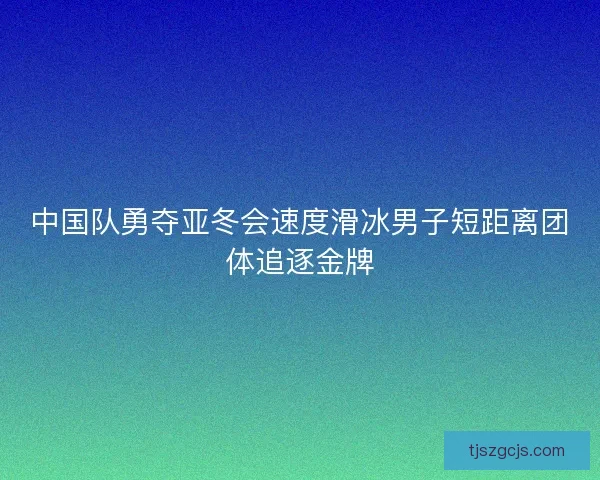 中国队勇夺亚冬会速度滑冰男子短距离团体追逐金牌