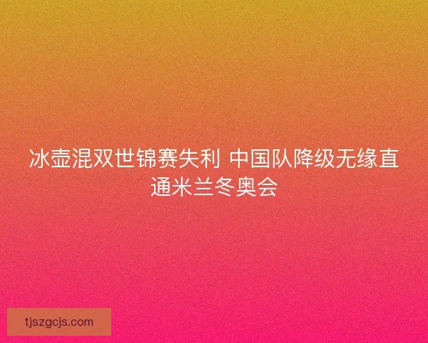 冰壶混双世锦赛失利 中国队降级无缘直通米兰冬奥会