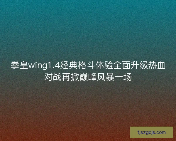 拳皇wing1.4经典格斗体验全面升级热血对战再掀巅峰风暴一场